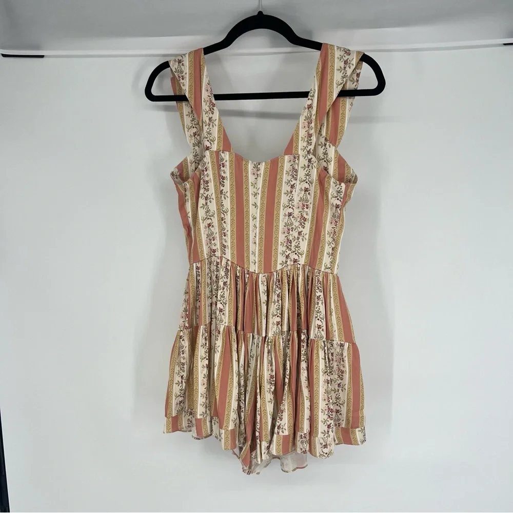 Vanessa Mooney The Elisabeth Romper Boho Mini Dress in Victorian Stripe M NWT - Picture 9 of 10